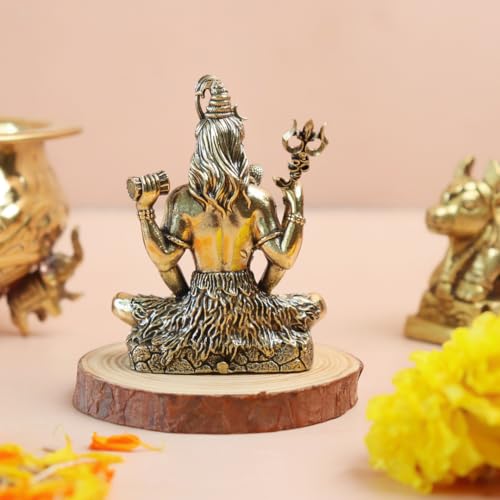 Image of The Spiritual Living Brass Meditating Lord Shiva Idol | 3 Inch | Bholenath Murti | Adiyogi Statue | God Idol Gift for Diwali | Shivji For Car Dashboard | Mahadev Murti | ॐ नमः शिवाय | Maha Shivratri |