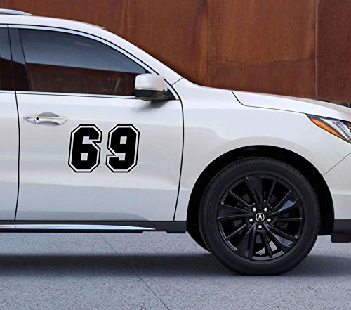 LYOMAN® 69 Racing Sponsors Car Stickers Exterior Vinyl Decals Stickers (Black) Scratch Cover Sticker Pack of 2