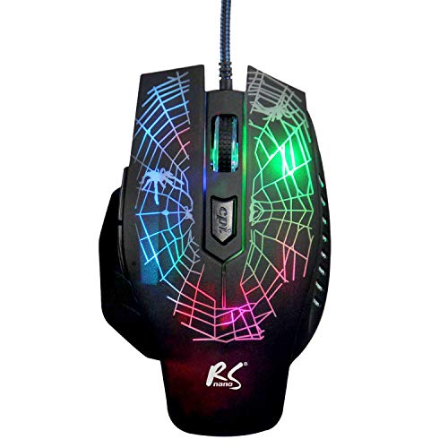 NanoRS Spider RS950 Souris Gamer RGB LED 2400 DPI 6 Boutons USB 2.0 câble de 1,5 m