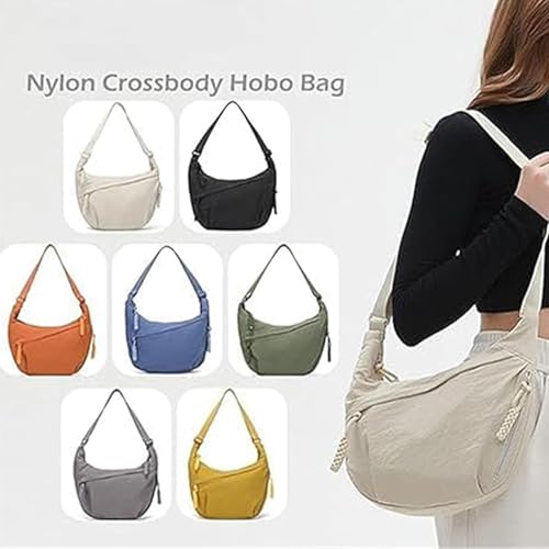 Quantifyn Crossbody Bag, Women's Fashion Plain Color Nylon Crossbody Bag, Multi Pocket Crescent Bag Dumpling Bag2