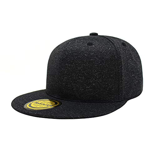 CHOK.LIDS Flat Visor Melange Heather Snapback Hat Blank Cap Athletic Baseball Cap 4 Colors PS201 (Black)