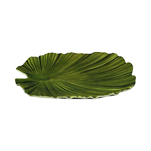 Elite Global Solutions D1110PL-DG Medium Palm Leaf Plate, 11" x 10" x 1 3/8" h, Melamine, Design Green (Pack of 6)