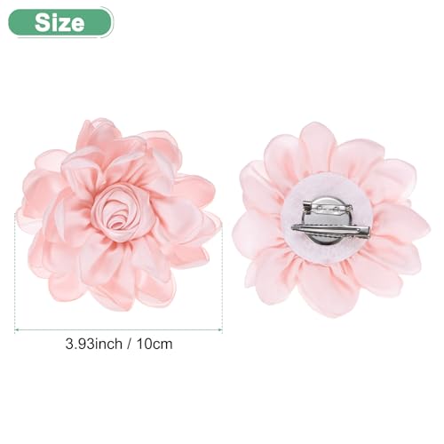 Image of M METERXITY Rose Flower Brooches and Pins for Women, Lapel Pins Dainty Satin Fabric Big Camellia Hair Flowers Clips for Wedding /Parties /Clothes /Jewelry