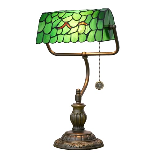 Blivuself Tiffany Stil Grün Bankers Schreibtischlampe Buntglas La...