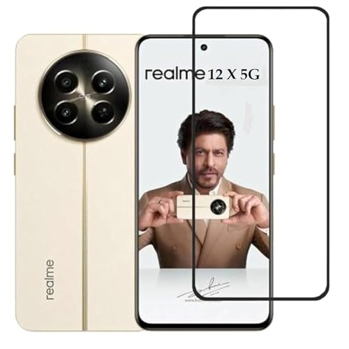Image of DD SON Tempered Glass for Realme 12x / 12 / Realme 11 / Realme C65 / Narzo 70x | Screen Protector Full HD Quality Tempered Glass Anti-Scratch Edge to Edge Coverage with Installation Kit (Black)