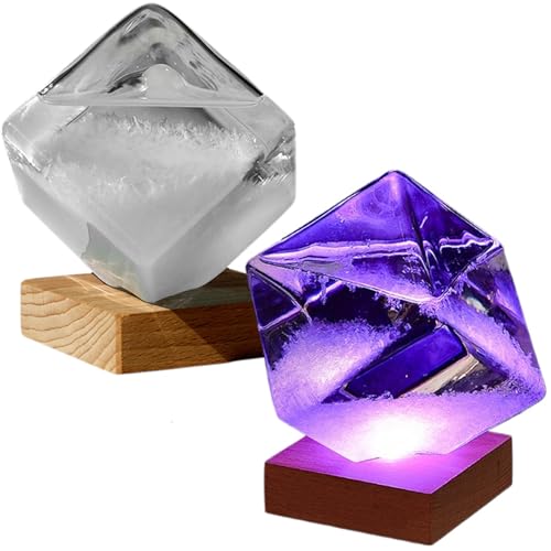 Cadeau original cube prédictions météo tempête boîte de verre lumineuse - 5