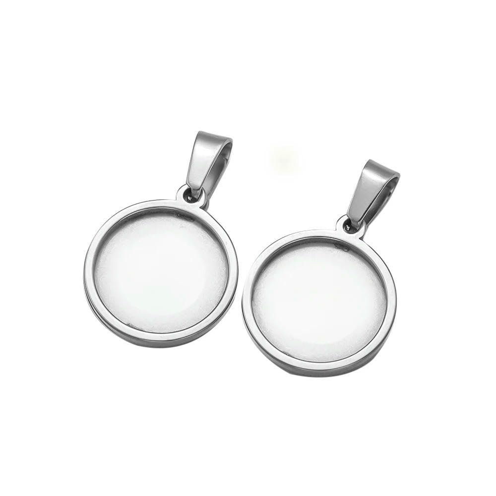 TPIONEER 5pcs Stainless Steel Round Bezel Trays for Resin, Glass & Cabochon, Jewelry Making Supplies