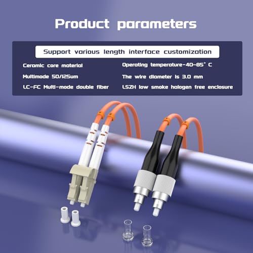 Image of 10Meters 32ft LC /UPC-FC /UPC Multi-Mode Fiber Optic Cable LC to FC OM1 Jumper Optical Patch Cord Duplex 62.5 /125um Orange LC-FC