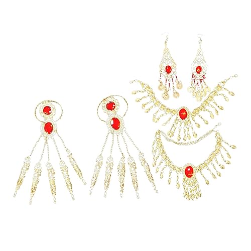 Collares de cadena de oro para mujer juego de pendientes colgantes y pulseras 4
