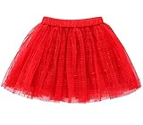 Soft Plaid Tulle Tutu Skirt for Toddlers Girls Princess Dress Up,Enthusiastic Red,1-2T