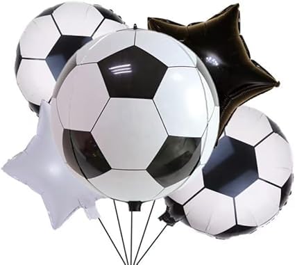 Football Balloons Set - 3 Styles (Soccer Ball, Trophy, Star) Durable PVC Helium Balloons for Football Party Decorations, World Cup Theme Party Supplies