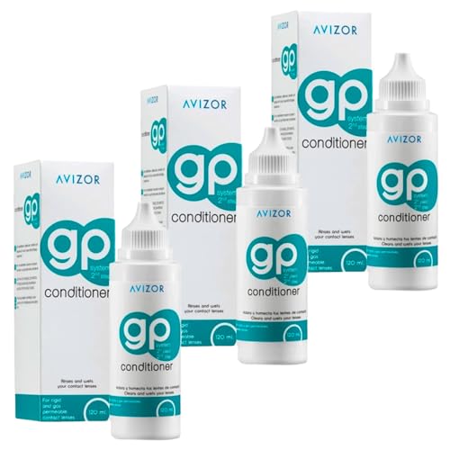 Avizor Gp Conditioner Pack de 3x120 ml - Solución para Lentes de Contacto Rígidas y Permeables al Gas - Aclara y Humedece - Limpieza Profunda y Confort Diario