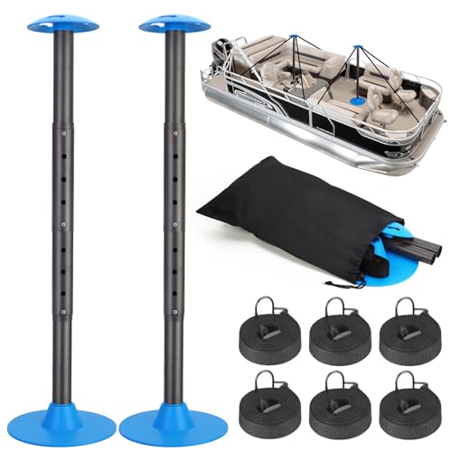 Nukugula Windproof Boat Cover Support Pole System 2 Pcs with 8 Adjustable Heights Telescoping Steel Furniture Cover Support Poles 18