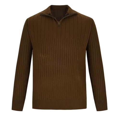 Men’s Quarter Zip Sports Pullover Knitted Sweaters Slim Fit Mock Neck Long Sleeve Pullover Outdoor Running Sweaters4