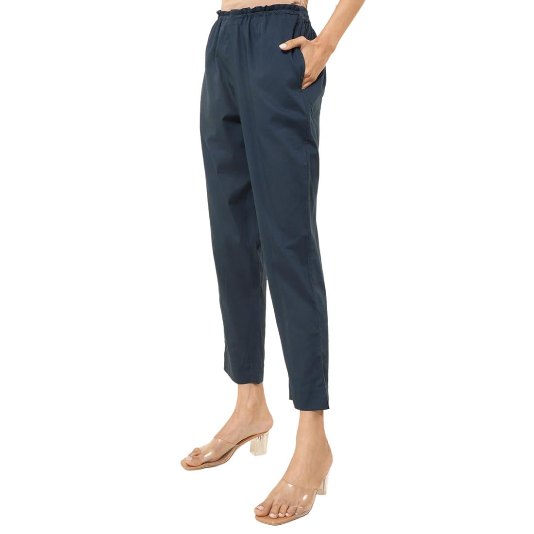 Fabindia Women's Regular Casual Pants (2124217Indigo_Indigo
