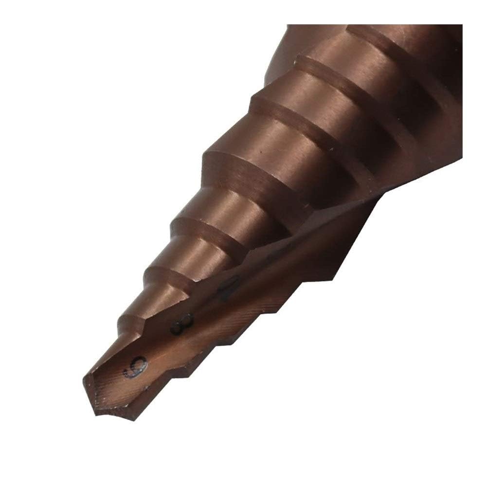 Wiertło stopniowe, wiertło stopniowe, wiertło stopniowe z węglika spiekanego, powlekane tytanem, spiralne, rowkowane, M35, kobaltowe, wiertło stopniowe z kobaltu, 13 stopni, 6,35 mm, sześciokątny uchw
