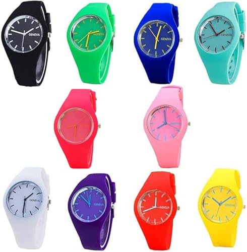 CdyBox Men Women Silicone Band Wristwatches Jelly Colorful Wrist Watch Analog Sports Watch Wholesale (10 Pack)