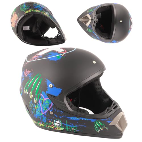 Master Youth Casco Moto Motocross Adolescente Casco Sci Scooter ATV per Ragazzi e Ragazze Four Seasons Terrain con Occhiali e Guanti (M)