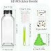 Leaflai Plastic Juice Bottles with Caps 12 pcs- 8oz Reusable Juice Containers with Tamper Proof Lids Black- Clear Juice Bottles for Juicing Milk Smoothie Drinking and Other Beverages Christmas Gifts