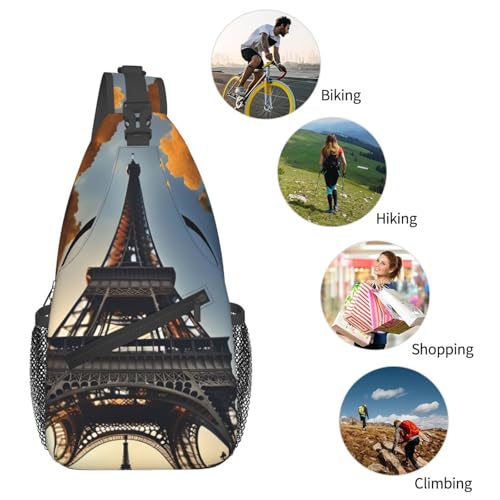 Morrales de cruzada con estampado Torre Eiffel Paris negro miniatura 6