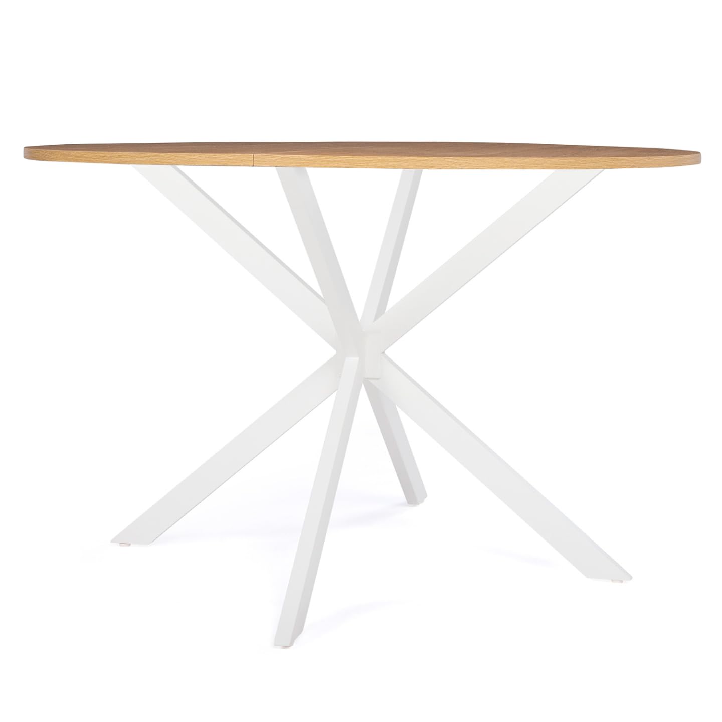 IDMarket - Table à Manger Ronde Alix 6 Personnes Pied araignée Bois et Blanc 110 cm