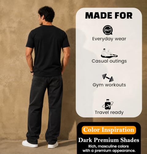 Image of Sleepynuts Men's Everyday Wear Crew Neck Regular Fit T-Shirt | Half Sleeve Solid Plain Casual T-Shirt for Men | Soft Breathable Fabric |