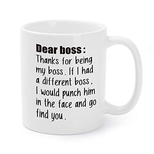 Mugaholics Boss s Day Gift Mugs Thanks For Being My Boss Holiday, White Elephant, Birthday, Father s Day, Office Presents Funny Coffee Mug for Employer 11 Oz - BS-4