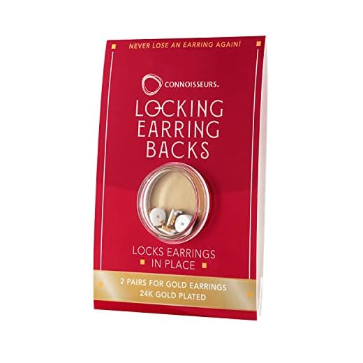CONNOISSEURS 24K Gold Locking Earring Backs Studs, Hypoallergenic (2 Pairs)