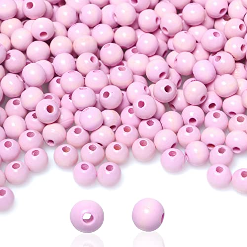 300pcs 10mm Purple Wood Beads Round Ball Dyed Wooden Loose Beads for Bead Crafts Making Home Decor (3mm Hole)