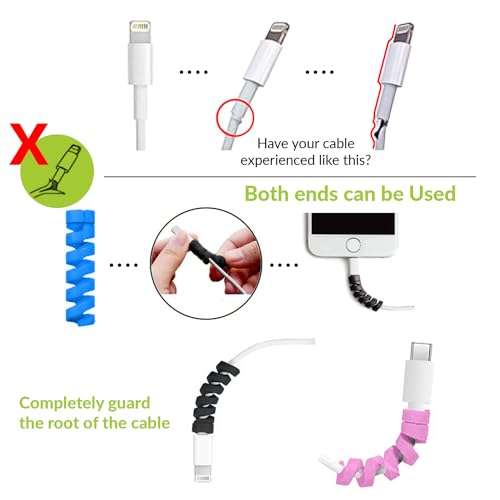 Gizga Essentials Spiral Cable Protector Cord Saver for Mac Charger, iPhone Charger, Wire Protector, Lightweight Durable Flexible Wire Winder for Charging Cables, Data Cables, Earphones, Pack of 10 2 411YubbL+mL