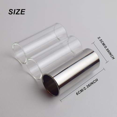 Liyacial Guitar Slide, 2 Glass Slides & 1 Steel Guitar Slide for Electric and Acoustic, With 3 Finger Picks, 1 Thumb Pick & Portable Box for Guitar and Bass, Medium (6 cm) - image 3