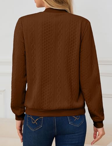 Image of Womens Full Zip Up Cardigan Sweater Casual Solid Long Sleeve Sweatshirt Coat with Pocket
