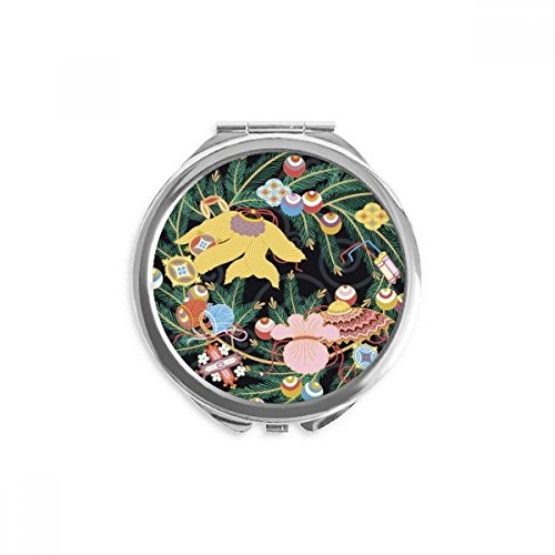 Miroir de poche feuille fleur fait main au design artistique japonais exclusif