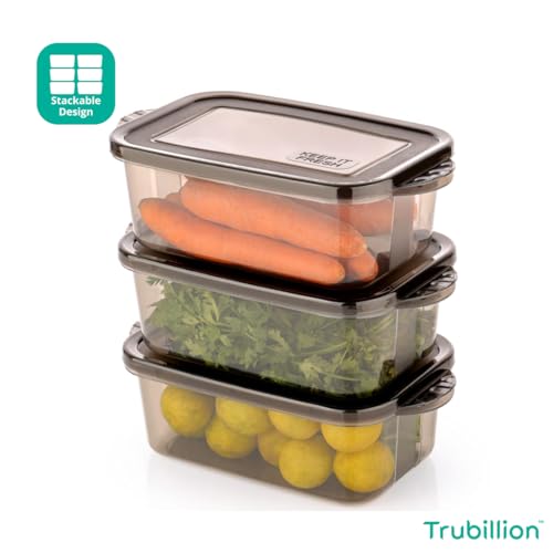 Image of CrisperBox, Pack of 6 Fridge Storage Containers, 1100ml, Freezer Safe,BPA Free,Food Grade Boxes for Kitchen Meal Prep,Vegetables,Fruits, Snacks,Leftovers,Stackable Space Saving Organizer
