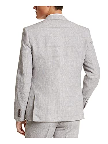Bar III Mens Blazer Classic Light Red Slim Fit Plaid Gray 382