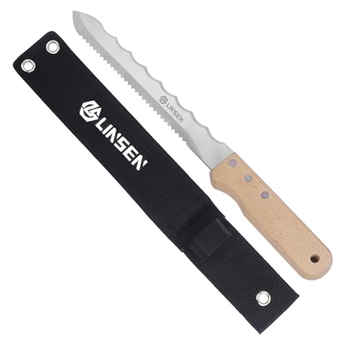 paxlloonge Dämmstoffmesser 200mm - Zweischneidige Klinge aus Edelstahl, Gezackt, Mit Rutschfestem Griff - Isoliermesser