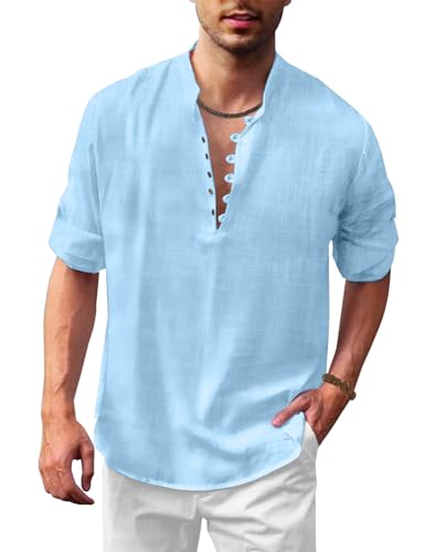 Image of FINIVO FASHION Men's Straight Fit Cotton Blend Kurta with Foldable Sleeves & Formal Collar - Solid Color, Pack of One