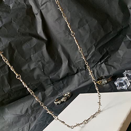 VALICLUD Stainless Steel Punk Necklace, Wallet Chain for Men & Women, Barbed Wire Design, Gothic Fashion Accessory4