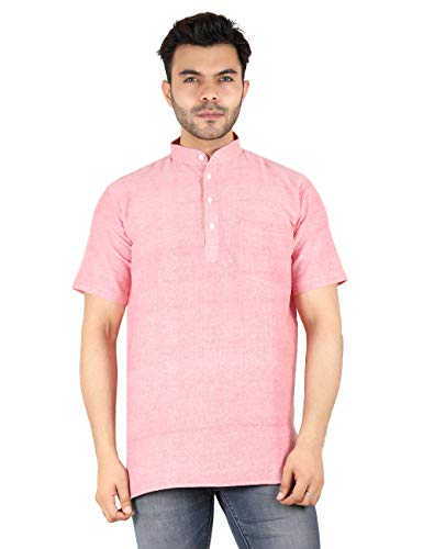 Image of LATEST CHIKAN Men's Cotton Regular Casual Strped Short Kurta Half Sleeves - (SK-LJ.DS.AS)