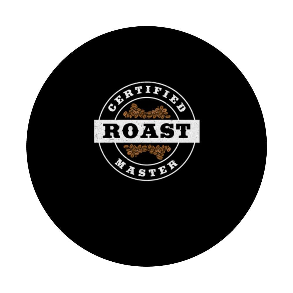 Certified Roast Master Coffee Bean Roasting A Coffee Roaster PopSockets Swappable PopGrip, Black - Image 3