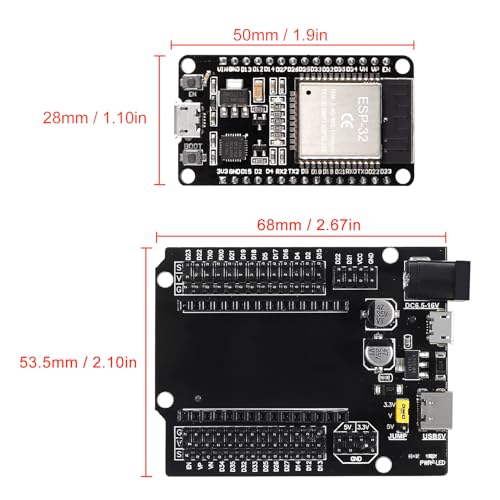 Image of 3 Set ESP32 ESP-32S WiFi Development Board NodeMCU ESP-WROOM-32 Microcontroller with ESP32 GPIO Breakout Board 30Pin Type-C Micro USB Dual Interface ESP32 Shield 30P Expansion Board