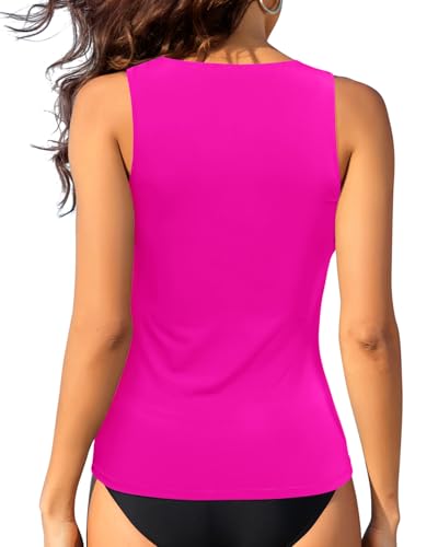 Image of Daci Tankini Tops for Women High Neck Swim Top Tummy Control Bathing Suit Top Modest Swim Tank Top No Bottom