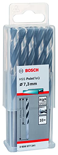 Bosch Professional 10 Stück HSS Spiralbohrer PointTeQ (für Metall, 7,3 x 69 x 109 mm, Zubehör Bohrschrauber) – Ansicht 1