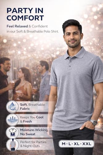 Image of Men's Polo T-Shirt | Breathable, Moisture-Wicking, Soft & Lightweight | Regular Fit Casual & Travel Wear