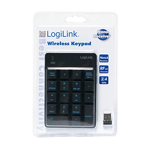 LogiLink ID0120 - Kabelloses Keypad Ziffernblock mit 18 Tasten, geeignet für Windows 7/8/10/11