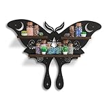 FNYDOX Moth of The Moon Crystal Display Shelf, Rock Gem Stone Holder, Essential Oils Nail Polish Organizer, Trinket Knick Knack Shelf Wall Mounted, Witch Witchy Wiccan Home Decor(Style A)