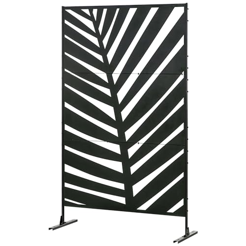 Outsunny 6.5 x 4 ft Outdoor Metal Garden Partition Screen, Privacy Screen with Stand and Expansion...