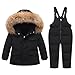 Toddler 2 Piece Ski Suits Winter Padded Hooded Puffer Jackets Bib Snow Pants Set Baby Boys (Black-1, 18-24 Months)