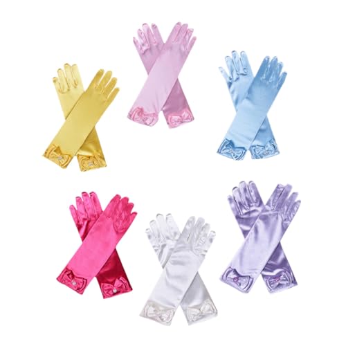 Guantes de satén para niñas HANABASS con lazo pack de 6 pares