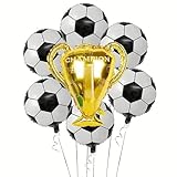 Gleemix 7 Stück Fussball Luftballon Trophäe Folienballon, 18 Zoll Ballon Fussball Deko Geburtstag Kinder, Soccer Champion Ballons Deko, für Sport Fußballthema, Fußballfan Party, WM Zubehör